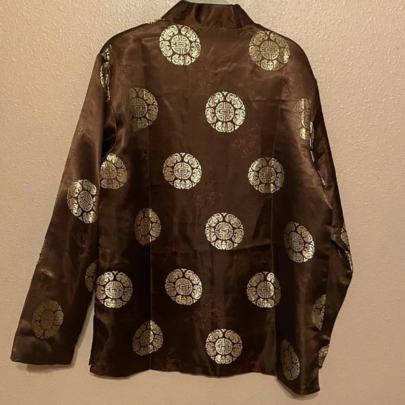VINTAGE Chinese Embroidery BLAZER Brocade JACKET Lined Pockets Cuffs Size (M) - Picture 3 of 8